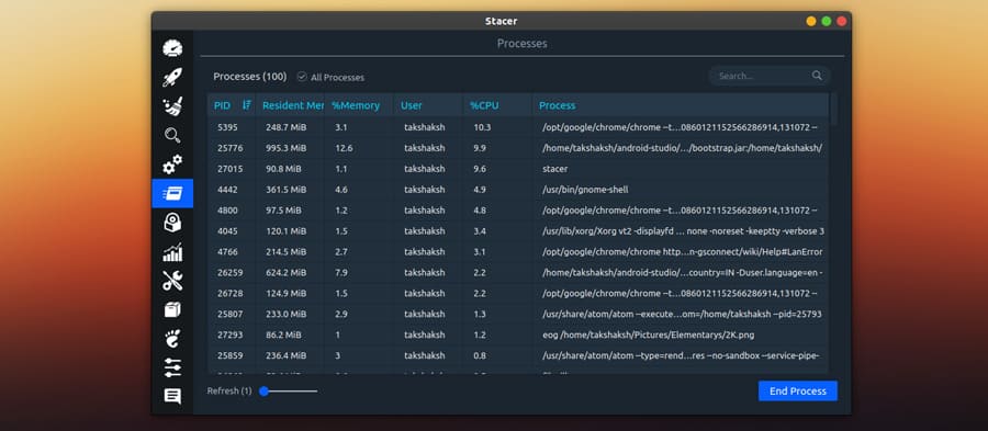 Processes-in-Stacer