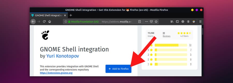 adding gnome shell integration in firefox