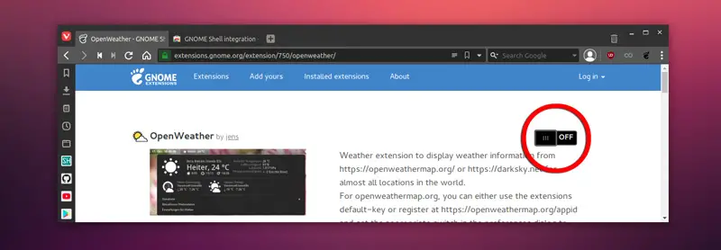 Adding Gnome extension to the Gnome