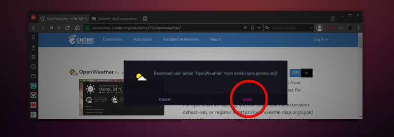 Confirming extension to add in Gnome