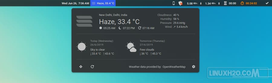 Openweather extension for gnome