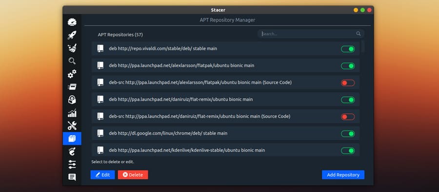 Stacer repository manager