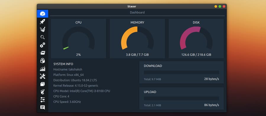 Stacer Dashboard