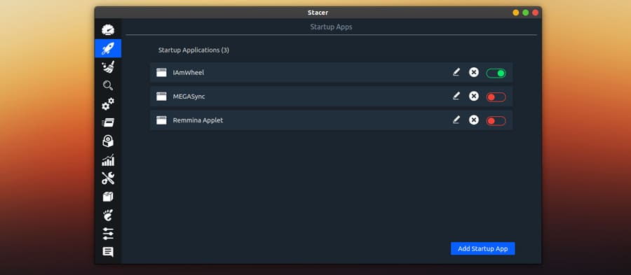 Stacer Startup applications manager