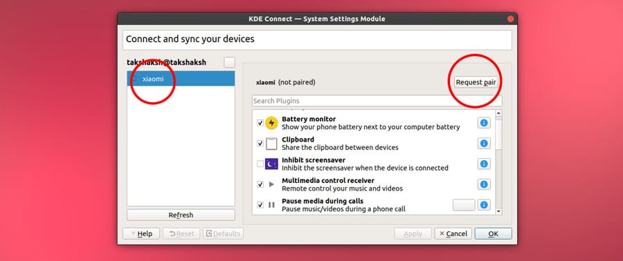 kdeconnect requests pairing to android device
