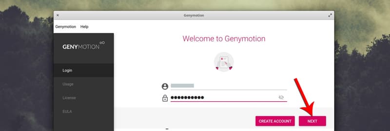 login-in-genymotion