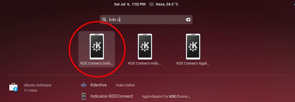 search-Kdeconnect-in-menu