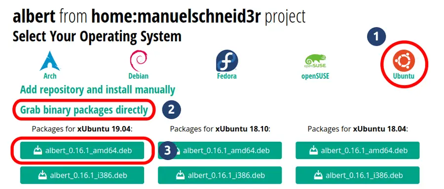 Download Albert binary package files