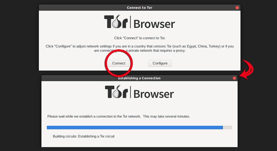 connecting to the tor network with tor browser