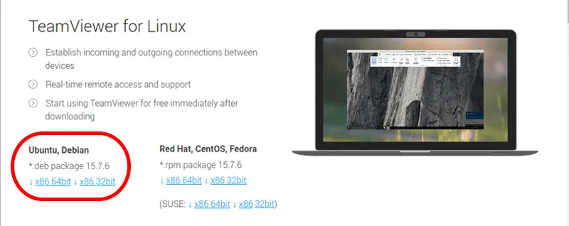 Download Teamviewer debian package file
