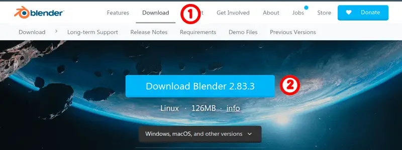 Downloading Blender application bundle