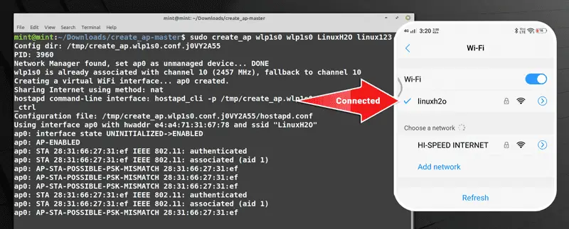 Wifi connected in smartphone