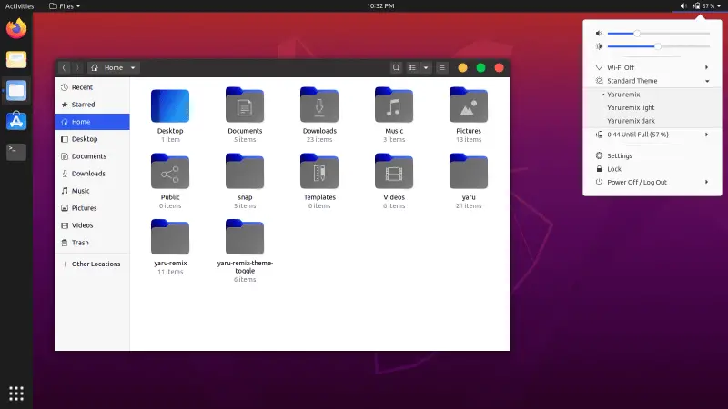 Yaru blue theme for Ubuntu