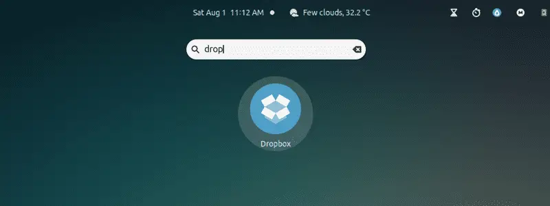 Searching dropbox in the application menu