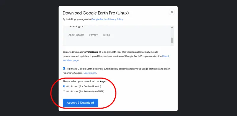 Download google earth for Linux