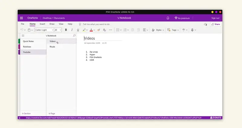 Onenote application running on Linux