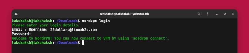 NordVPN login on Linux