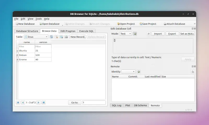 SQLIte Browser for Ubuntu and Debian