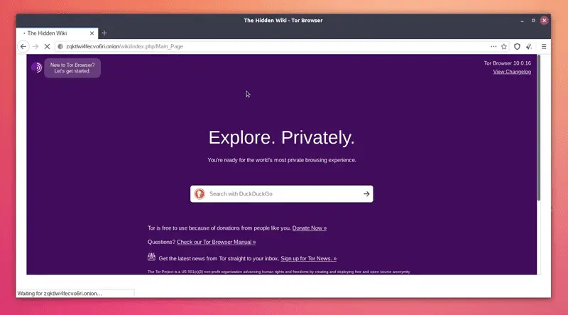 Tor browser running on Ubuntu