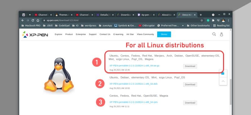 downloading xp-pen drivers for Linux distributions