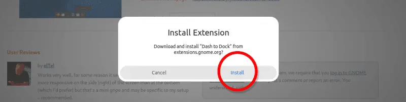 installing dash to dock extension